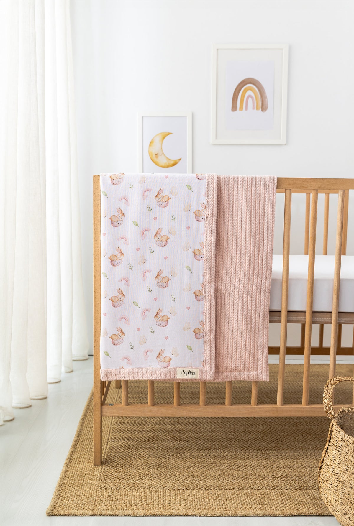 Snoozy Bunny Personalized Baby Blanket %100 Cottton