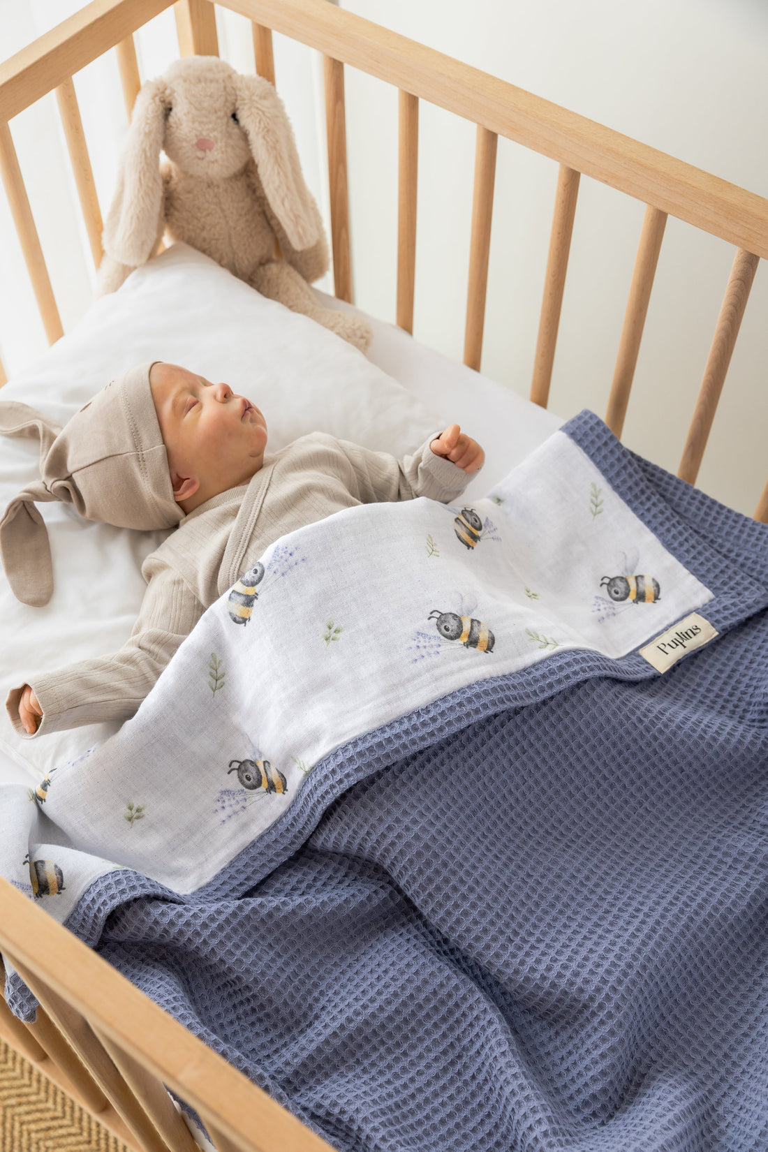 Blue Bloom Personalized Baby Blanket – 100% Cotton