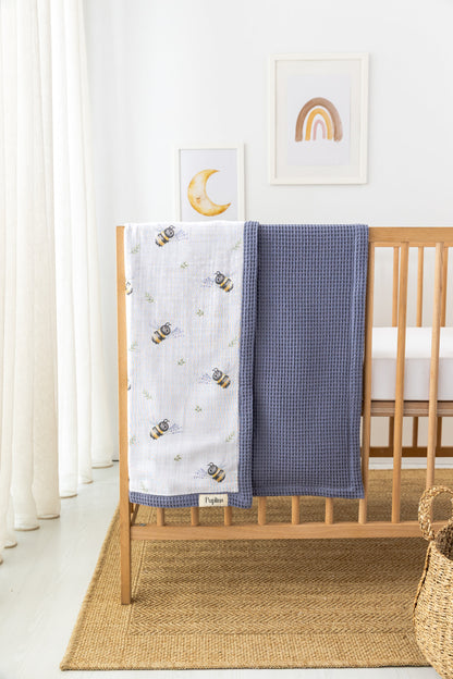Blue Bloom Personalized Baby Blanket – 100% Cotton