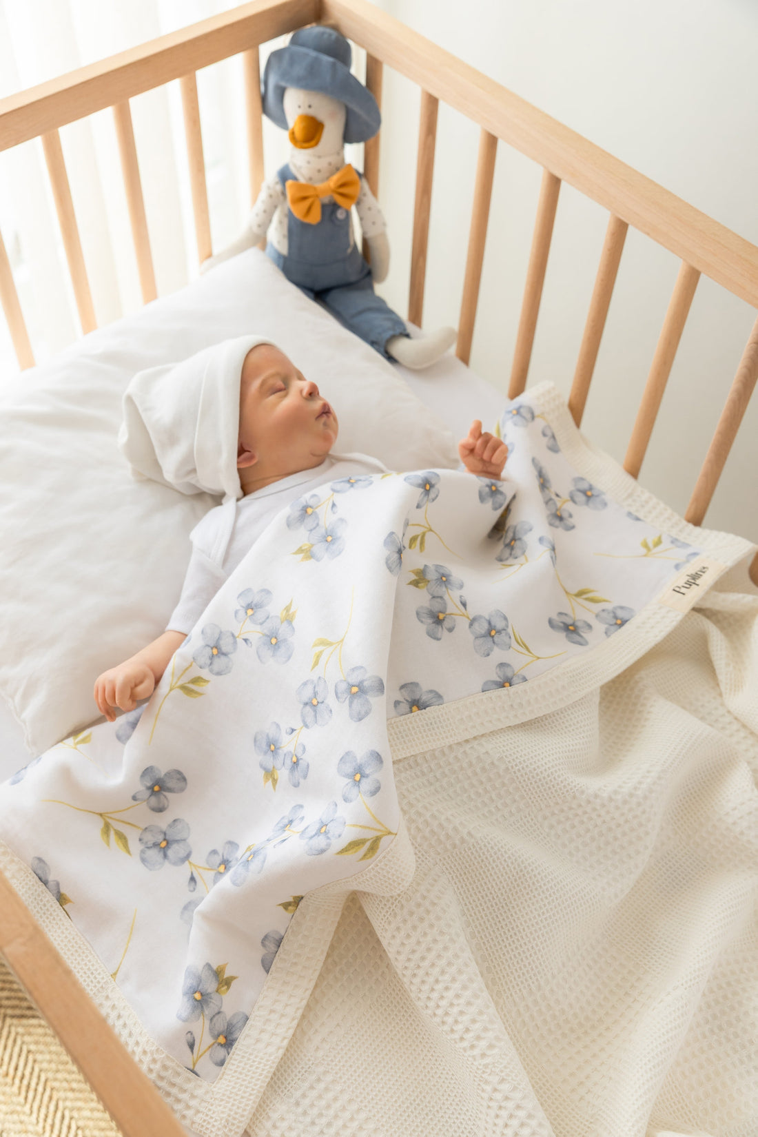 Blue Bloom Personalized Baby Blanket – 100% Cotton