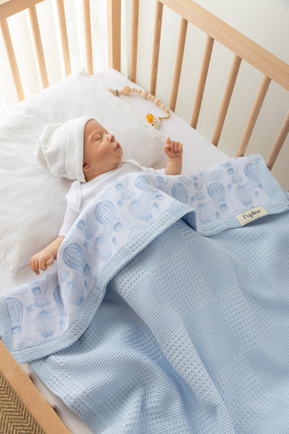 Cloudy Balloon Personalized Baby Blanket – 100% Cotton
