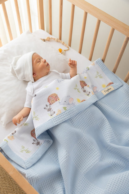 Çiftlik Arkadaşları Kişiselleştirilmiş Bebek Battaniyesi – %100 Pamuk