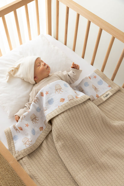 Okyanus Ahtapotu Kişiselleştirilmiş Bebek Battaniyesi – %100 Pamuk