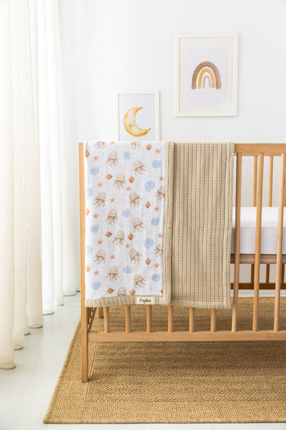 Okyanus Ahtapotu Kişiselleştirilmiş Bebek Battaniyesi – %100 Pamuk