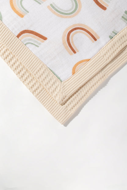 Peachy rainbow Personalized Baby Blanket – 100% Cotton