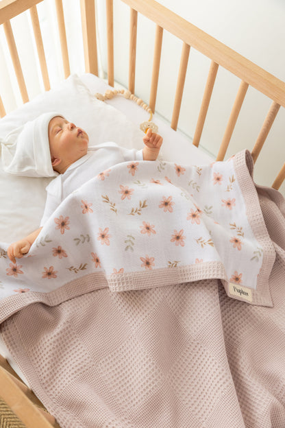 Pink Bloom Personalized Baby Blanket – 100% Cotton