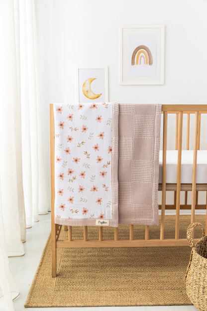 Pink Bloom Personalized Baby Blanket – 100% Cotton