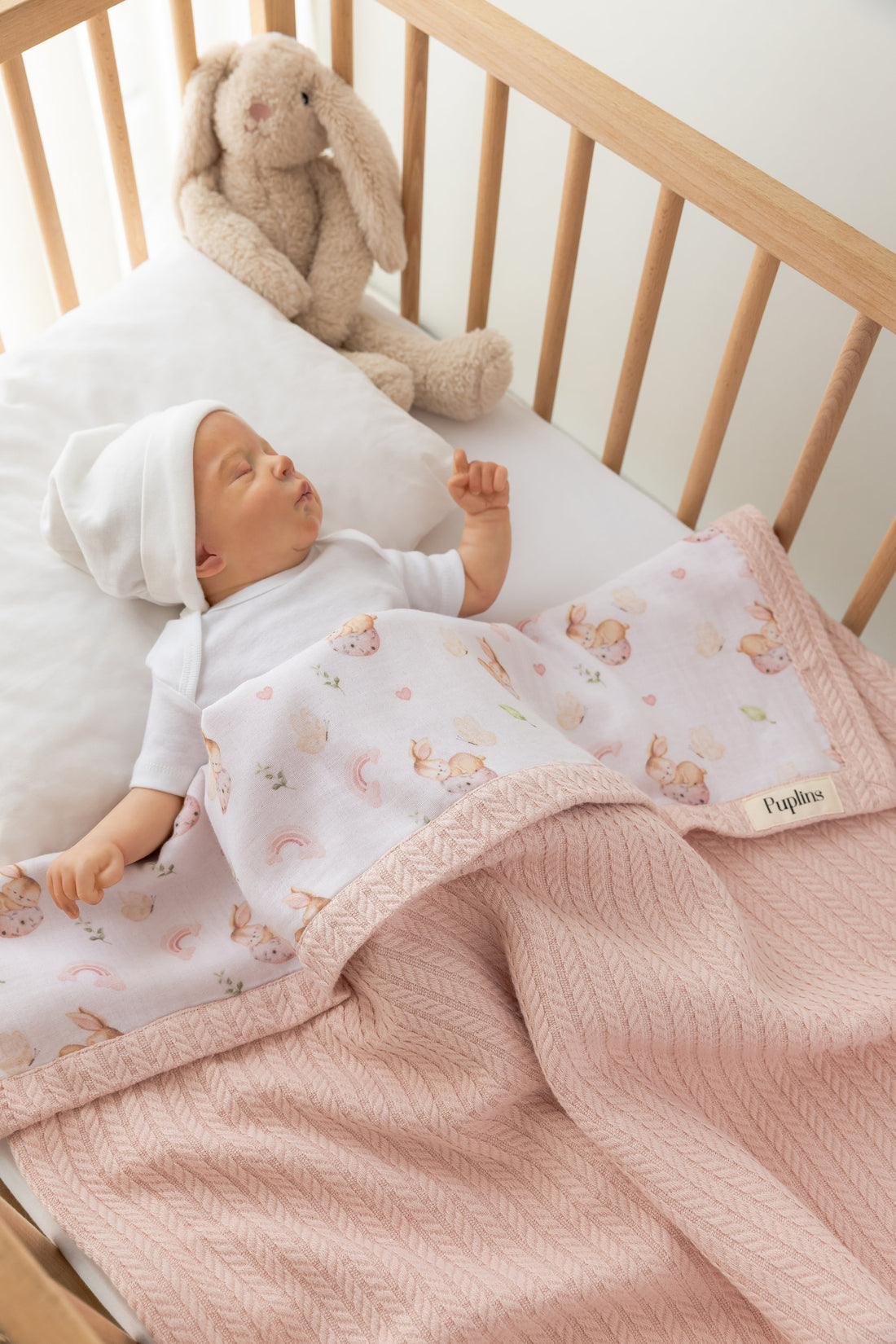 Snoozy Bunny Kişiselleştirilmiş Bebek Battaniyesi %100 Pamuk