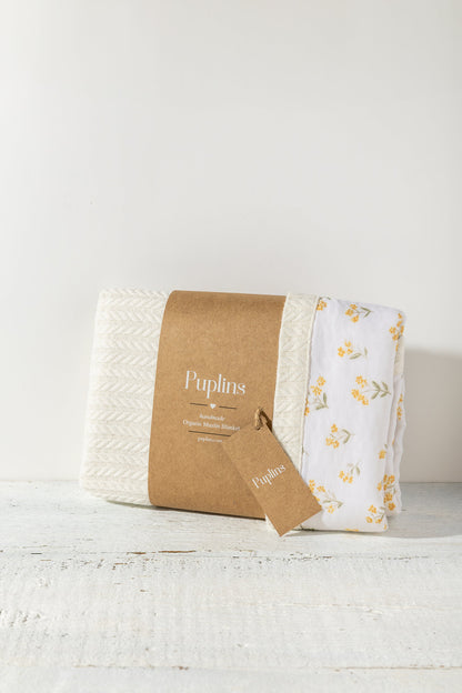 Yellow Bloom Personalized Baby Blanket – 100% Cotton
