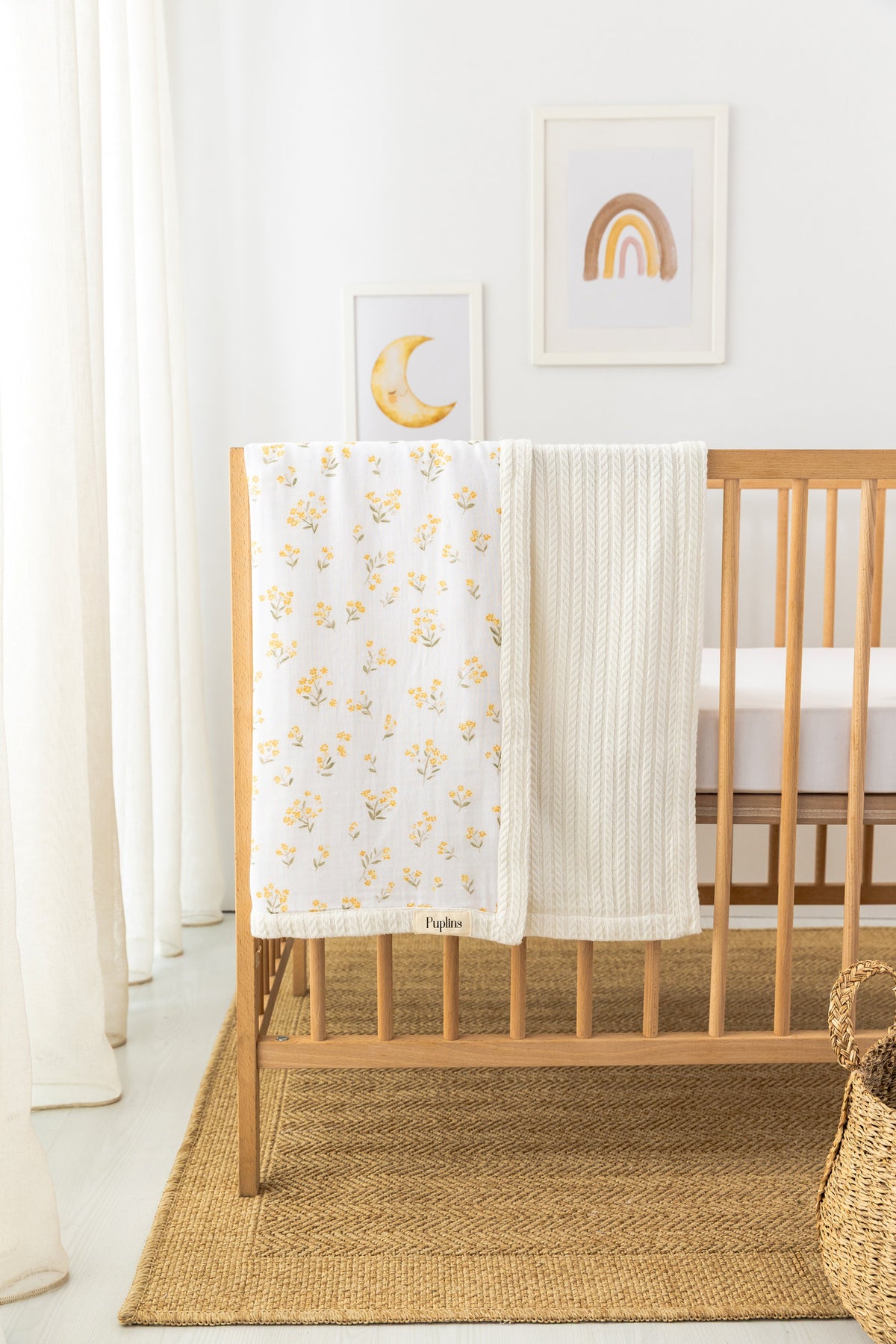 Yellow Bloom Personalized Baby Blanket – 100% Cotton