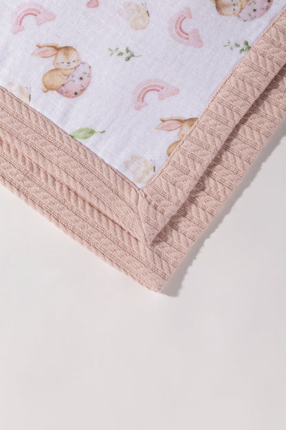 Snoozy Bunny Personalized Baby Blanket %100 Cottton