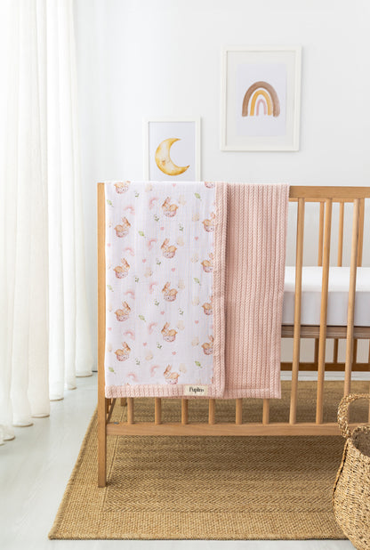Snoozy Bunny Personalized Baby Blanket %100 Cottton